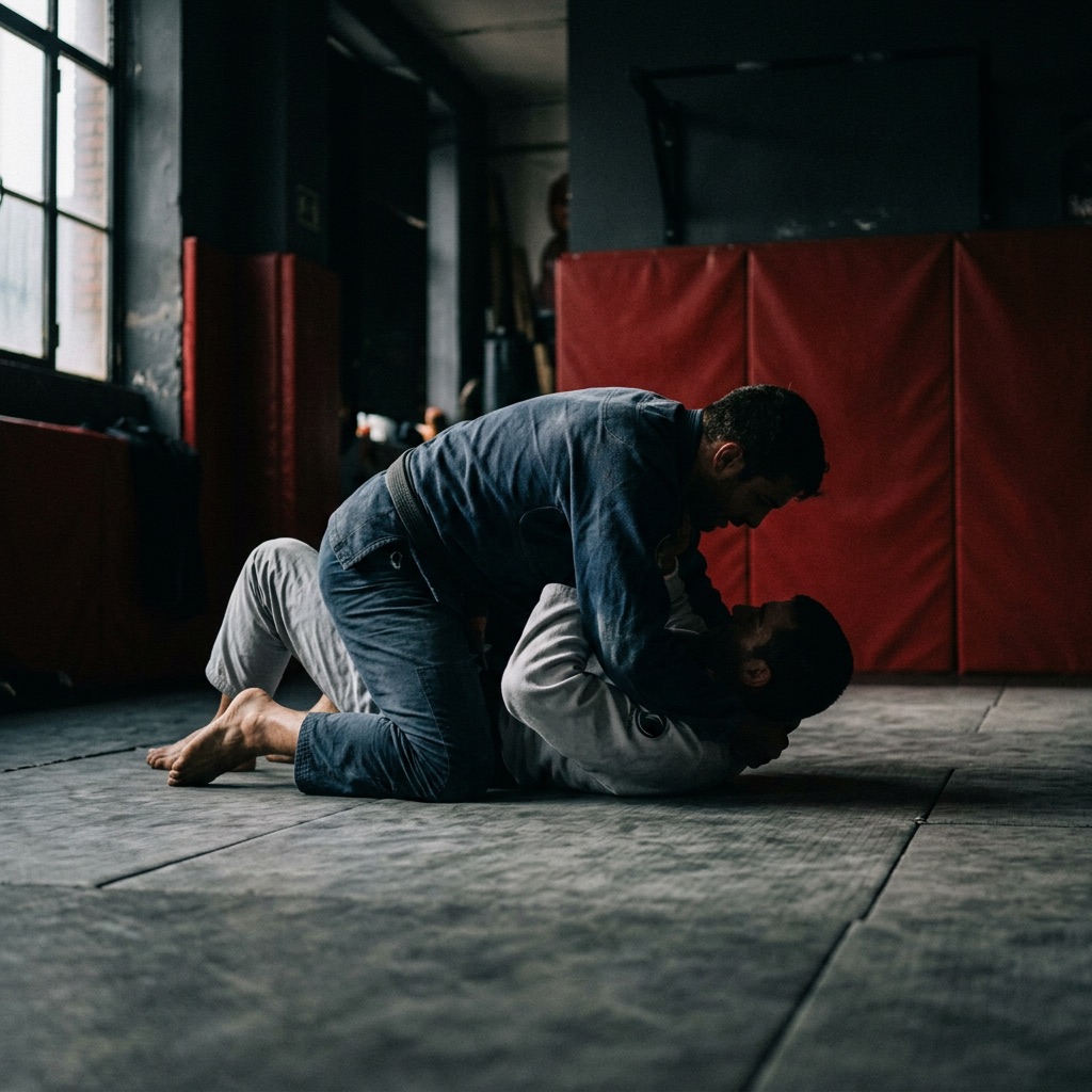 Entrenamiento de Brazilian jiu-jitsu en el suelo