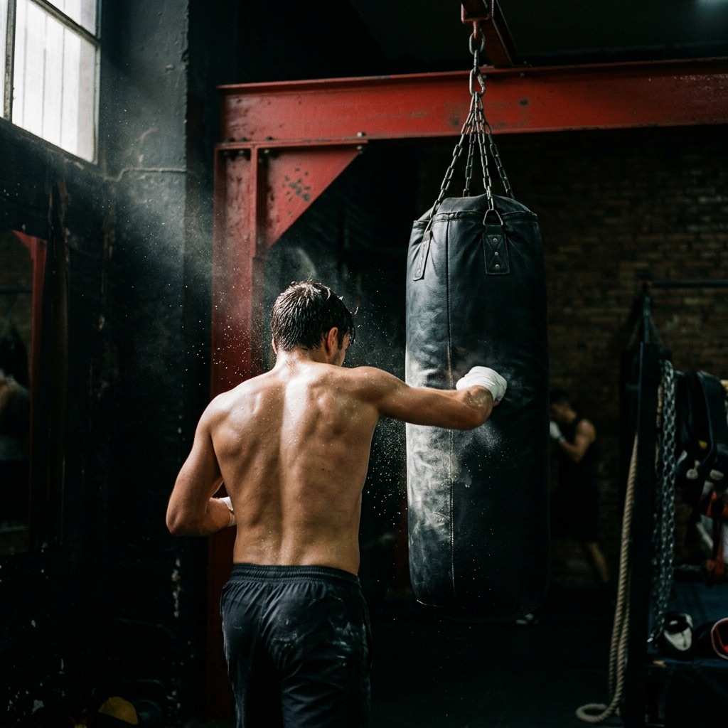 Alumno entrenando técnica de boxeo